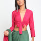 trueBrowns Silk Pink Tie Up Blouse | Swadesiicart