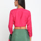 trueBrowns Silk Pink Tie Up Blouse | Swadesiicart