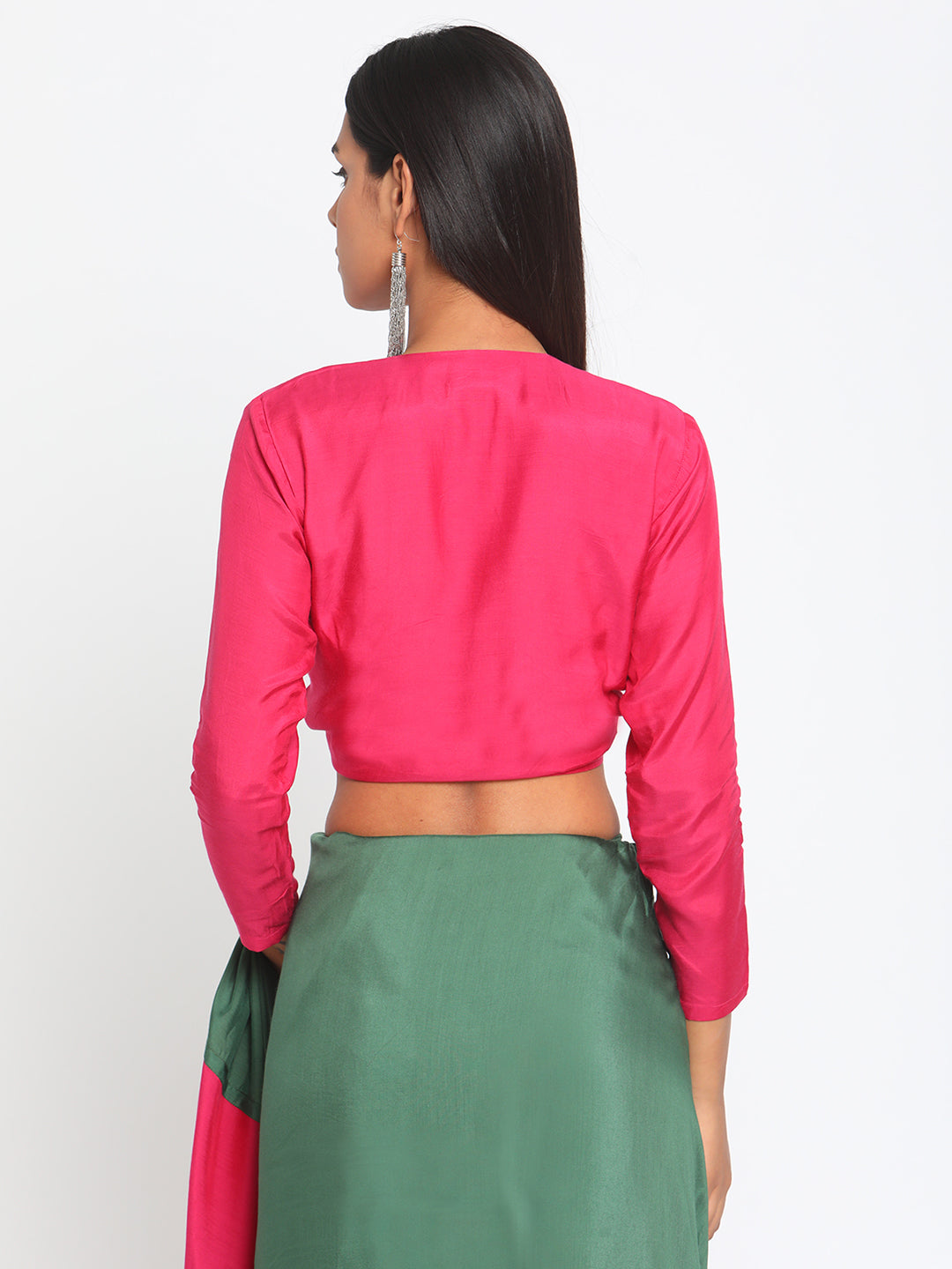trueBrowns Silk Pink Tie Up Blouse | Swadesiicart