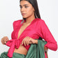 trueBrowns Silk Pink Tie Up Blouse | Swadesiicart