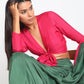 trueBrowns Silk Pink Tie Up Blouse | Swadesiicart