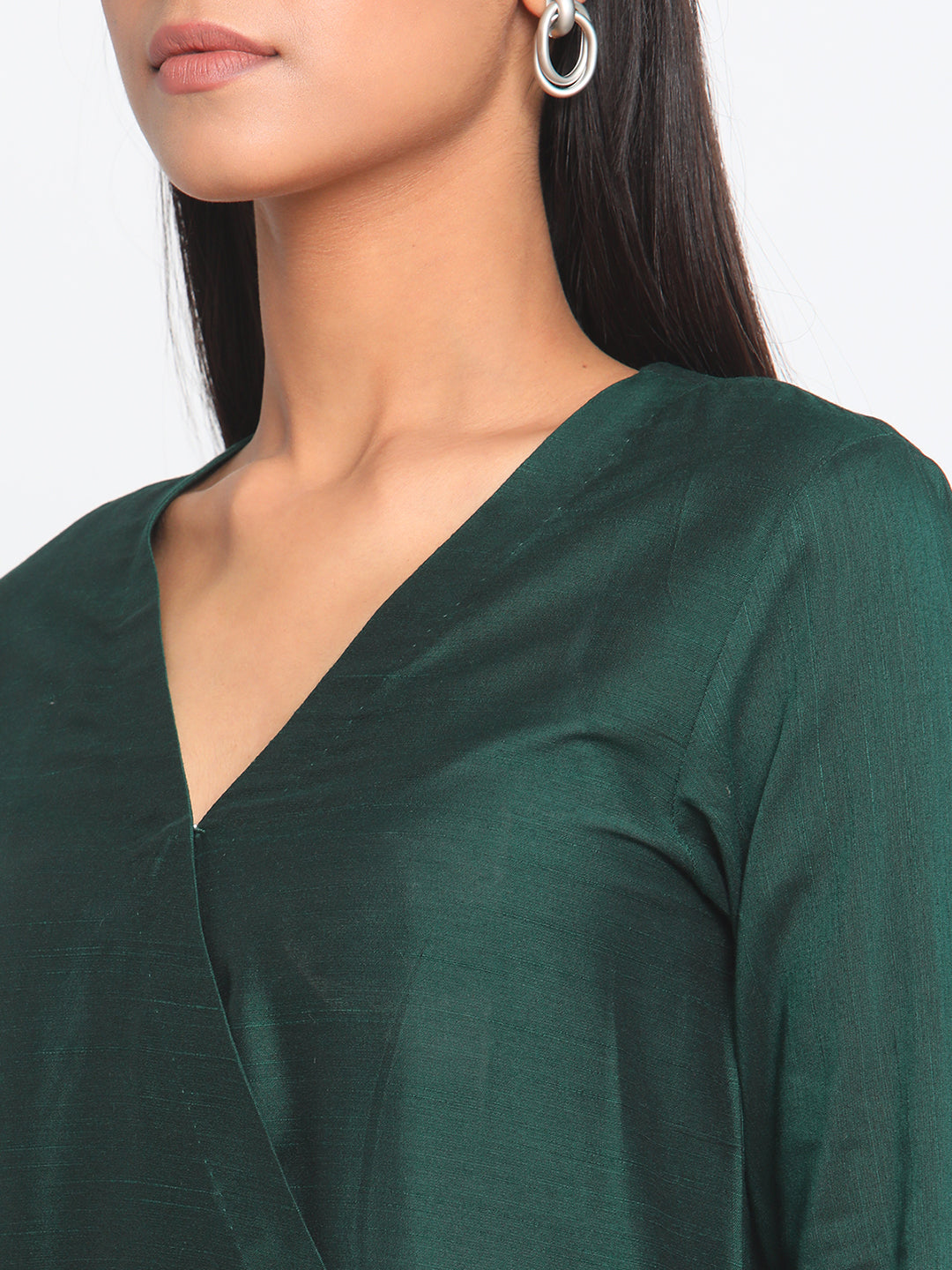 trueBrowns Green Silk Angrakha Set | Swadesiicart