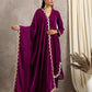 trueBrowns Wine Velvet Lace Shawl | Swadesiicart