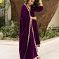 trueBrowns Wine Velvet Lace Shawl | Swadesiicart