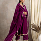 trueBrowns Wine Velvet Lace Shawl | Swadesiicart
