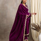 trueBrowns Wine Velvet Lace Shawl | Swadesiicart