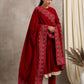 trueBrowns Red Velvet Embroidered Shawl | Swadesiicart