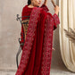 trueBrowns Red Velvet Embroidered Shawl | Swadesiicart