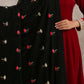 trueBrowns Black Velvet Silk Embroidered Lace Ready Pleated Saree | Swadesiicart