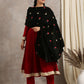 trueBrowns Black Velvet Embroidered Shawl | Swadesiicart