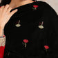 trueBrowns Black Velvet Silk Embroidered Lace Ready Pleated Saree | Swadesiicart