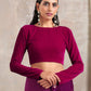 trueBrowns Pink Velvet Lace Blouse | Swadesiicart