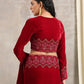 trueBrowns Red Velvet Embroidered Blouse | Swadesiicart