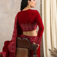 trueBrowns Red Velvet Embroidered Blouse | Swadesiicart