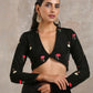 trueBrowns Black Velvet Embroidered Blouse | Swadesiicart