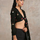trueBrowns Black Velvet Embroidered Blouse | Swadesiicart