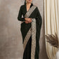 trueBrowns Velvet Silk Embroidered Ready Pleated Saree | Swadesiicart