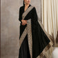 trueBrowns Velvet Silk Embroidered Ready Pleated Saree | Swadesiicart