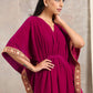 trueBrowns Pink Velvet Lace Kaftan | Swadesiicart