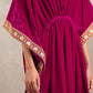 trueBrowns Pink Velvet Lace Kaftan | Swadesiicart