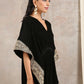 trueBrowns Black Velvet Embroidered Lace Kaftan | Swadesiicart
