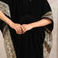 trueBrowns Black Velvet Embroidered Lace Kaftan | Swadesiicart