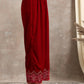 trueBrowns Red Velvet Embroidered Pant | Swadesiicart
