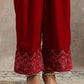 trueBrowns Red Velvet Embroidered Pant | Swadesiicart