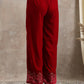 trueBrowns Red Velvet Embroidered Pant | Swadesiicart