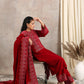 trueBrowns Red Velvet Embroidered Pant | Swadesiicart