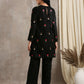 trueBrowns Black Velvet Embroidered Short Kurta | Swadesiicart