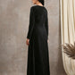 trueBrowns Black Velvet Front Slit Kurta | Swadesiicart