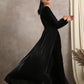 trueBrowns Black Velvet Front Slit Kurta | Swadesiicart