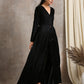 trueBrowns Black Velvet Front Slit Kurta | Swadesiicart