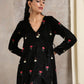 trueBrowns Black Velvet Embroidered Angrakha | Swadesiicart