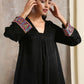 trueBrowns Black Velvet Embroidered Lace Kurta | Swadesiicart