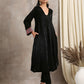 trueBrowns Black Velvet Embroidered Lace Kurta | Swadesiicart