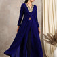 trueBrowns Blue Velvet Front Slit Kurta | Swadesiicart