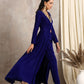trueBrowns Blue Velvet Front Slit Kurta | Swadesiicart