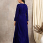 trueBrowns Blue Velvet Front Slit Kurta | Swadesiicart