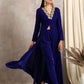 trueBrowns Blue Velvet Front Slit Kurta | Swadesiicart