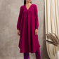 trueBrowns Pink Velvet Pleated Kurta | Swadesiicart