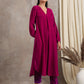 trueBrowns Pink Velvet Pleated Kurta | Swadesiicart