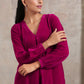 trueBrowns Pink Velvet Pleated Kurta | Swadesiicart