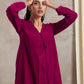 trueBrowns Pink Velvet Pleated Kurta | Swadesiicart