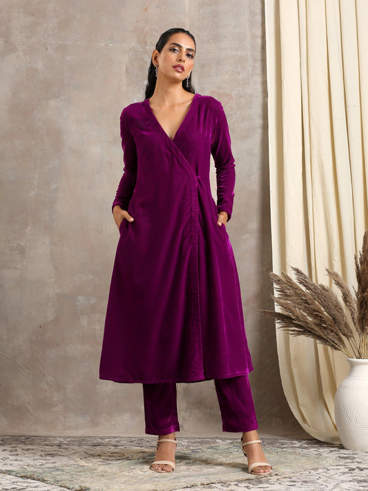 trueBrowns Wine Velvet Angrakha | Swadesiicart