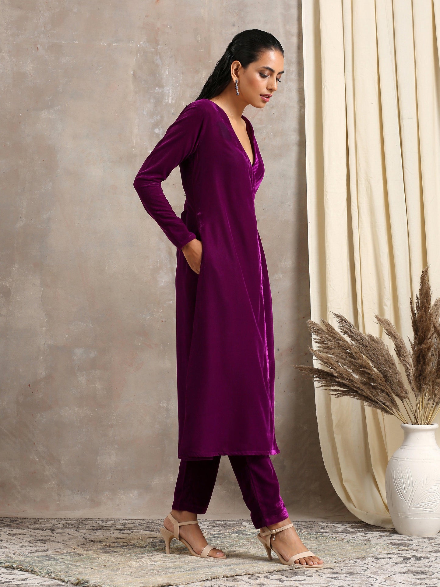 trueBrowns Wine Velvet Angrakha | Relove | Swadesiicart
