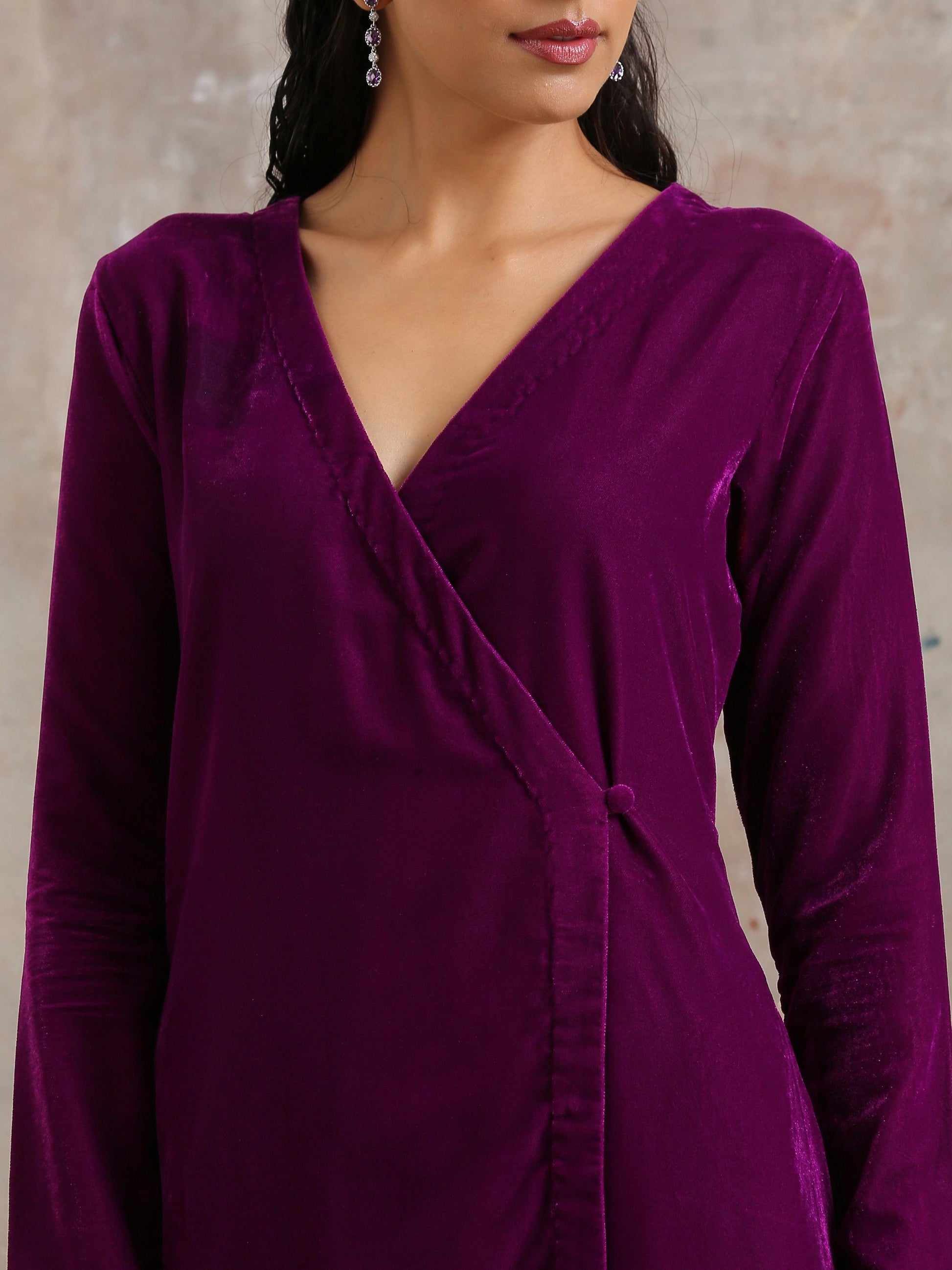 trueBrowns Wine Velvet Angrakha | Swadesiicart