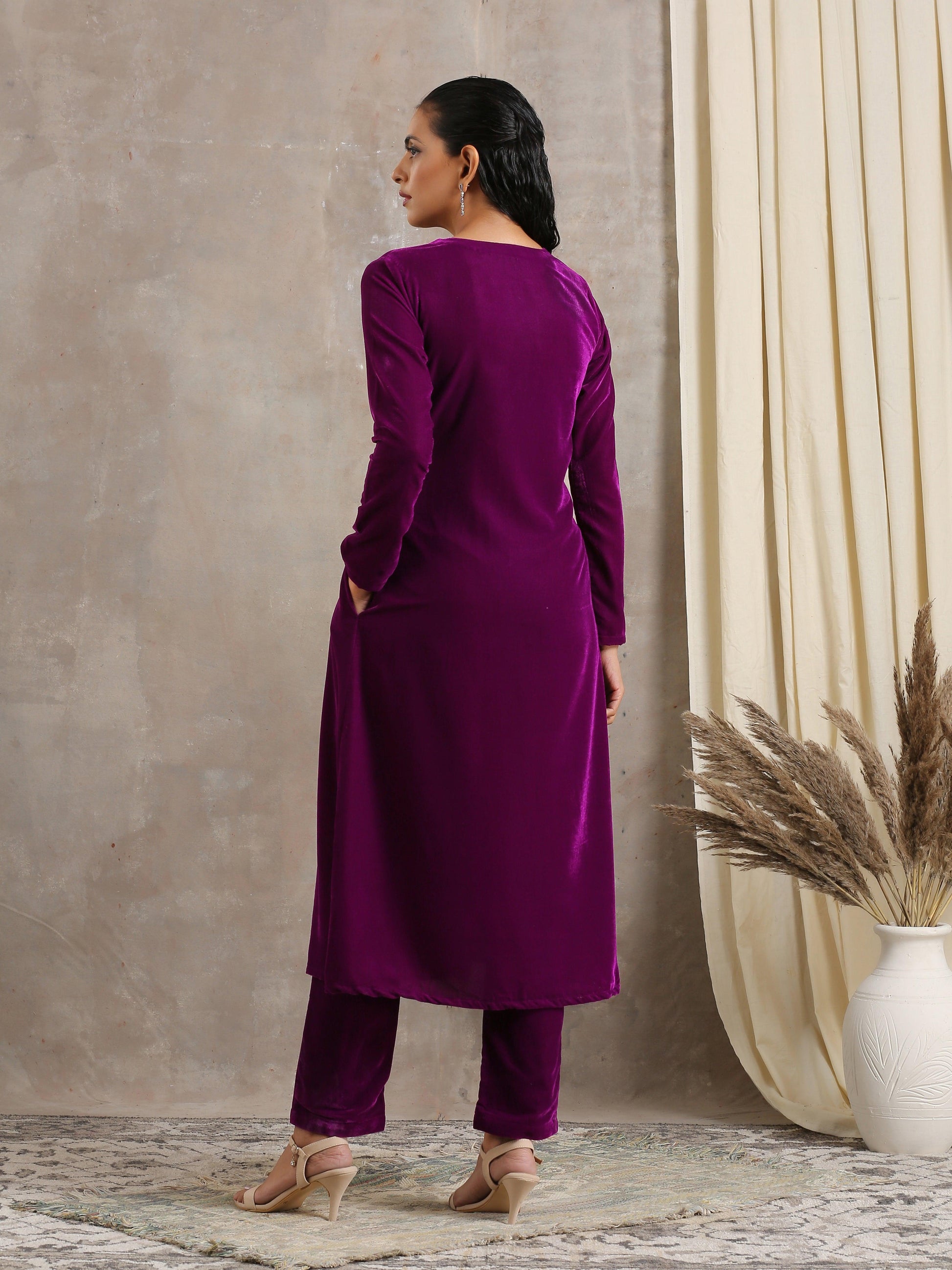 trueBrowns Wine Velvet Angrakha | Relove | Swadesiicart
