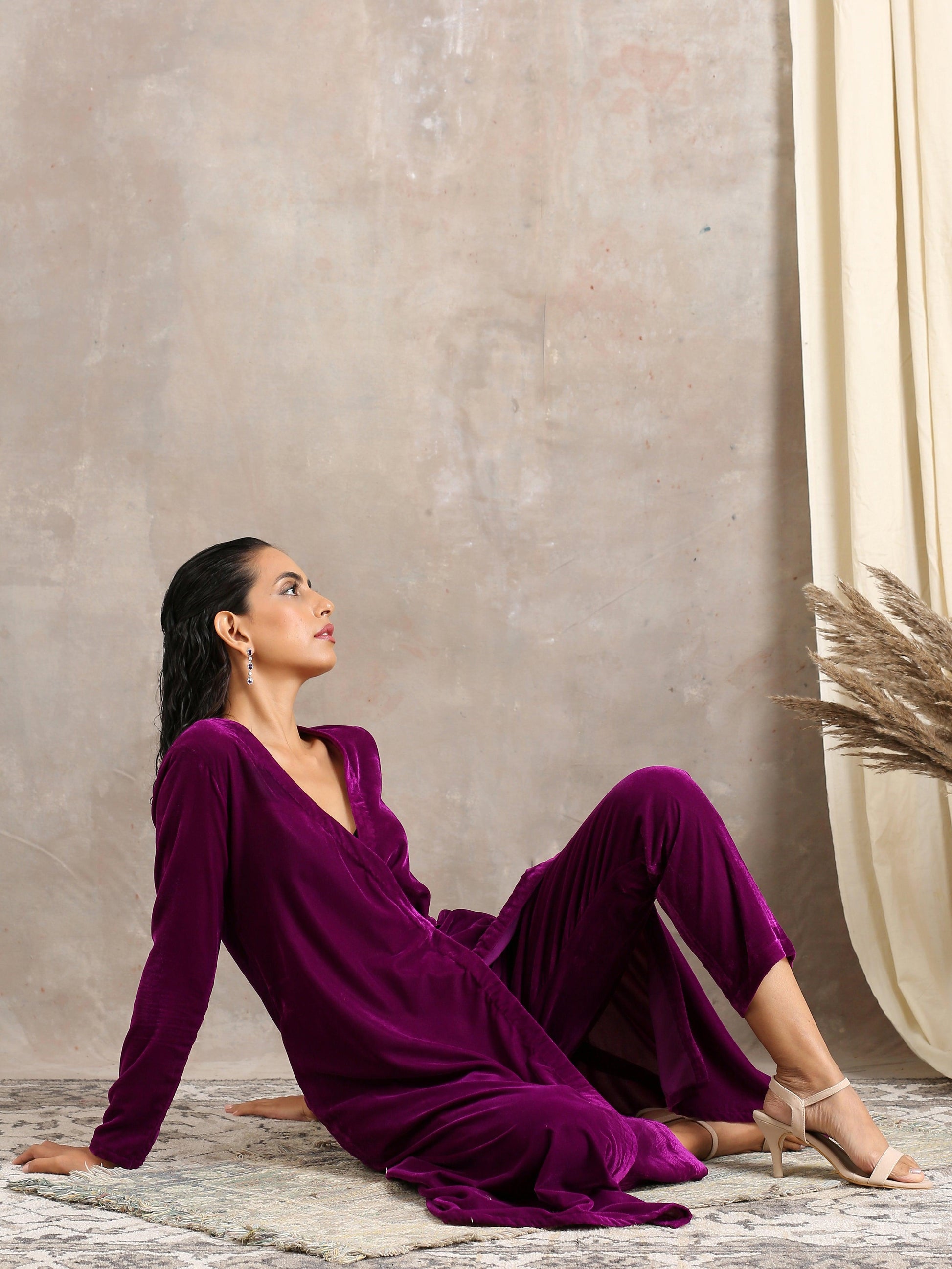 trueBrowns Wine Velvet Angrakha | Relove | Swadesiicart